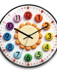 Babetime Kids Educational Wall Clock Colorful 3D Bubble Numbers Hour Minute Learning Clock Silent 12 Inch – Black Frame