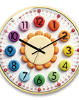 Babetime Kids Educational Wall Clock Colorful 3D Bubble Numbers Hour Minute Learning Clock Silent 12 Inch – Black Frame